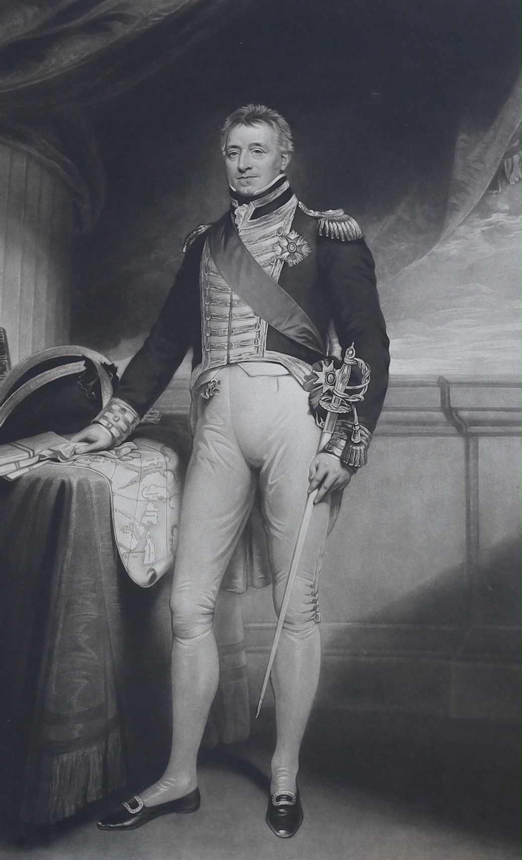 William Say after Sir William Beechey, mezzotint, 'Vice Admiral The Right Honourable Sir George Cockburn GCB', visible sheet 73 x 43.5cm